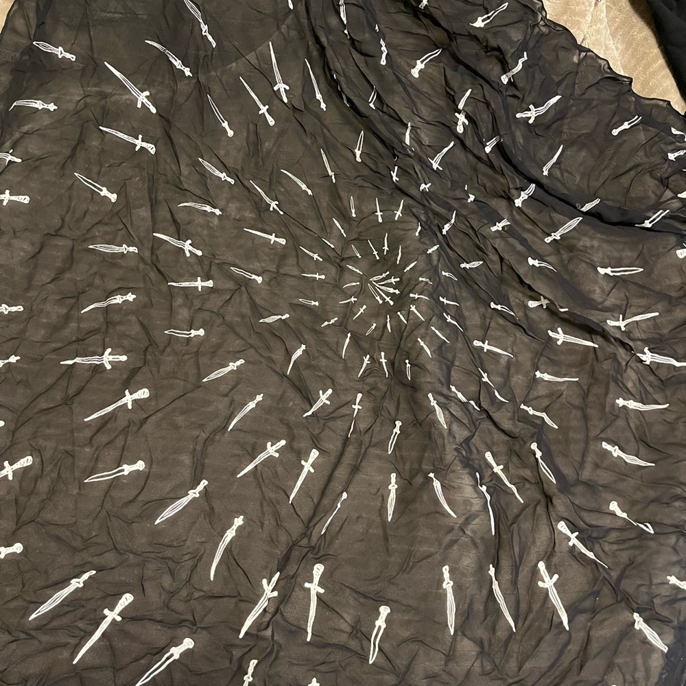 Rag and bone Black Scarf with White Dagger Pattern